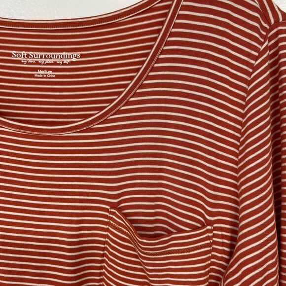 Soft Surroundings Terra Orange & White Striped Tunic Size Medium - Picture 4 of 11